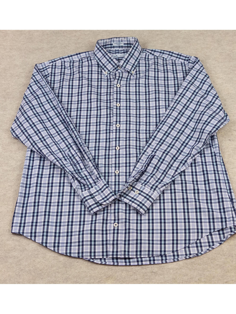 Peter Millar Men's Extra Large Blue Plaid Button-Down Shirt